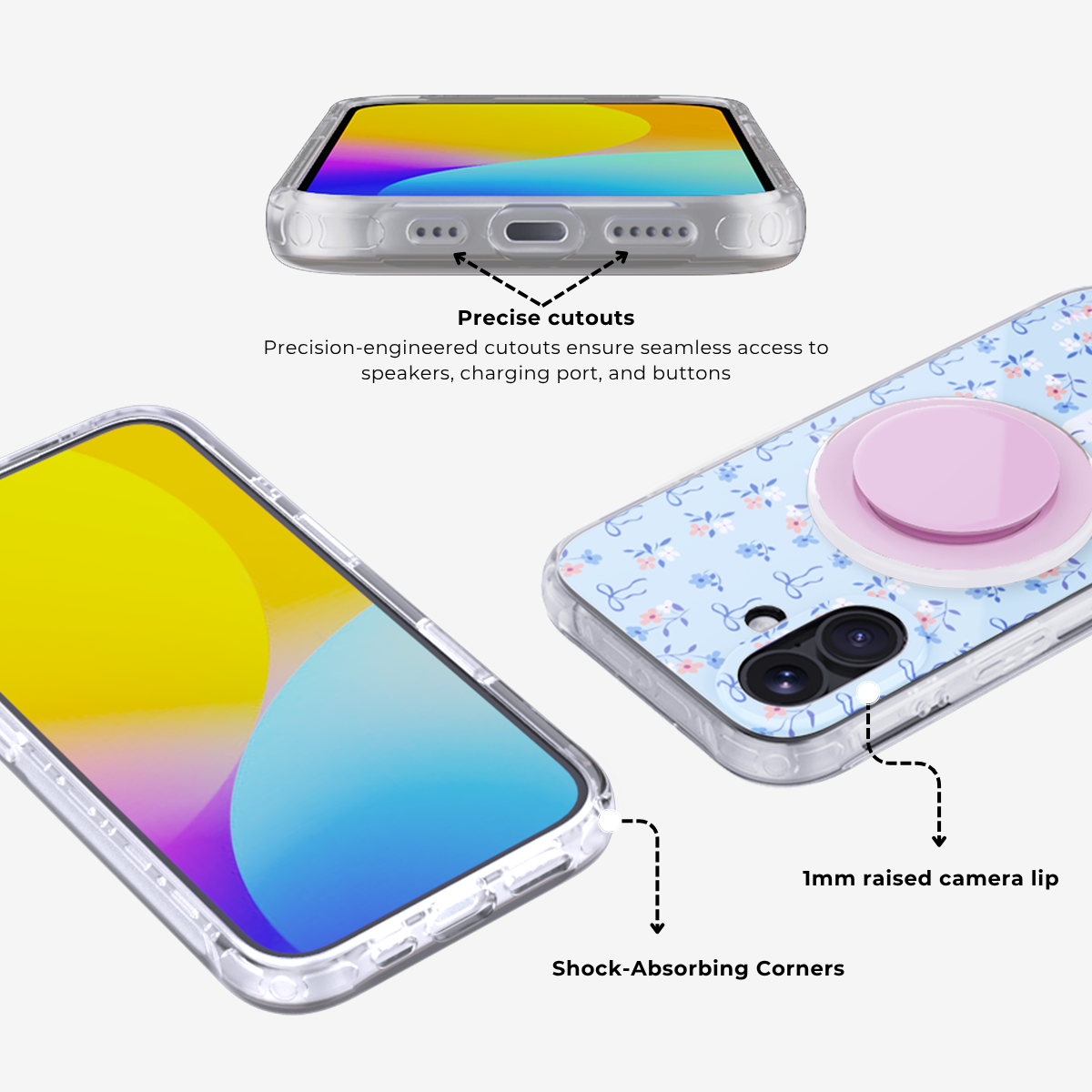Cottage Bloom|Pink MagSafe Phone Case Grip Set