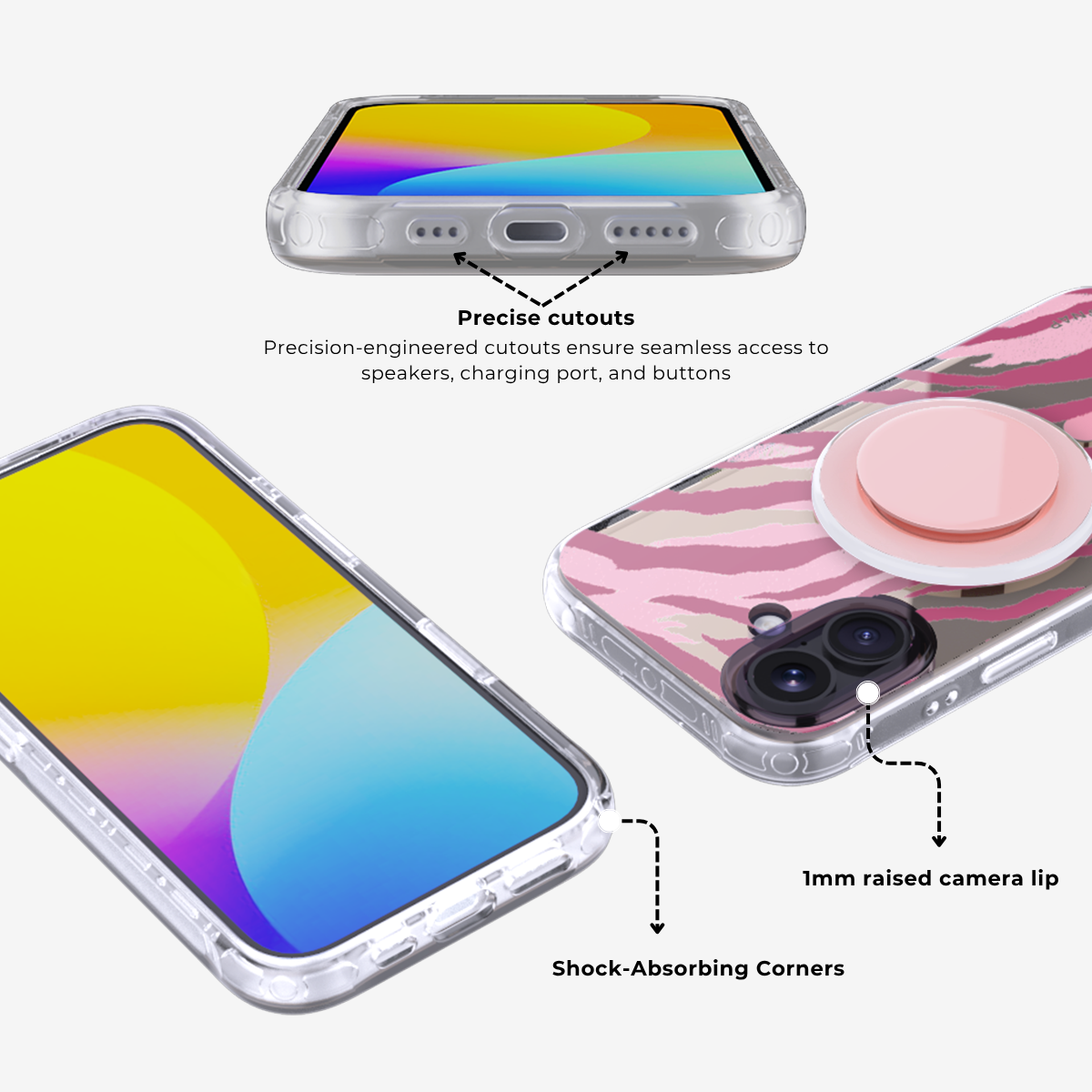 Golden Roar | Pink MagSafe Phone Case Grip Set