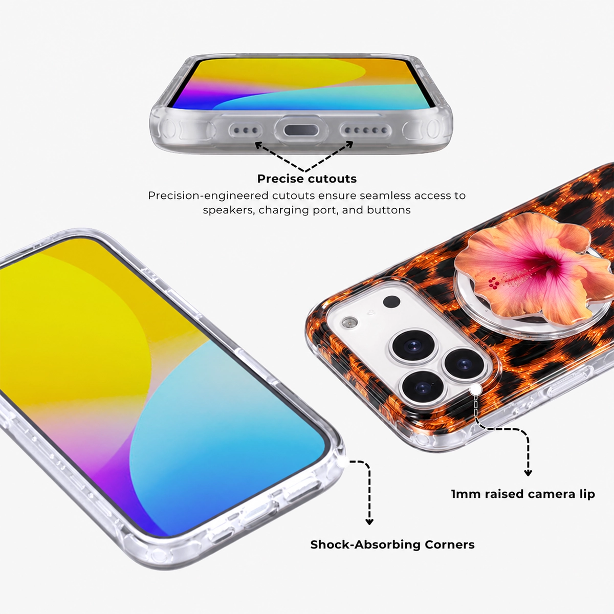 Glitter Leopard MagSafe Phone Case Grip Set-Brown