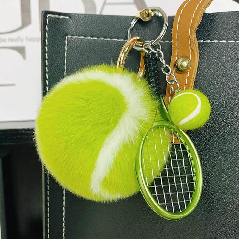 Furry Tennis Bag Phone Charm Keychain