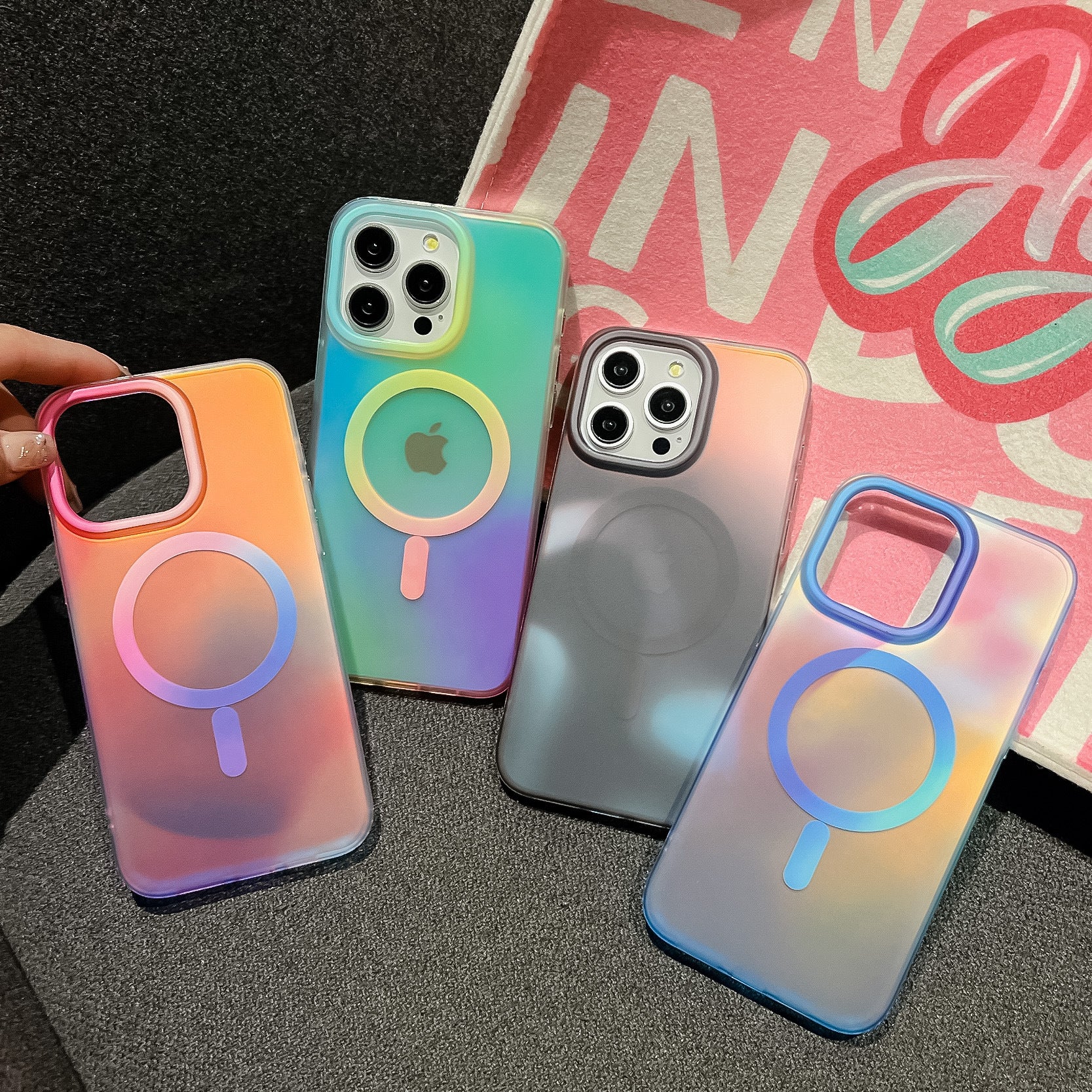 Omni Glow | Black MagSafe Phone Case Grip Set