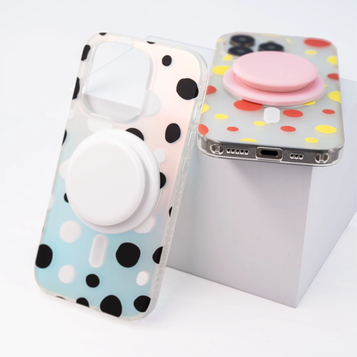 Opalescent Polka Dot | Rainbow MagSafe Phone Case With Grip