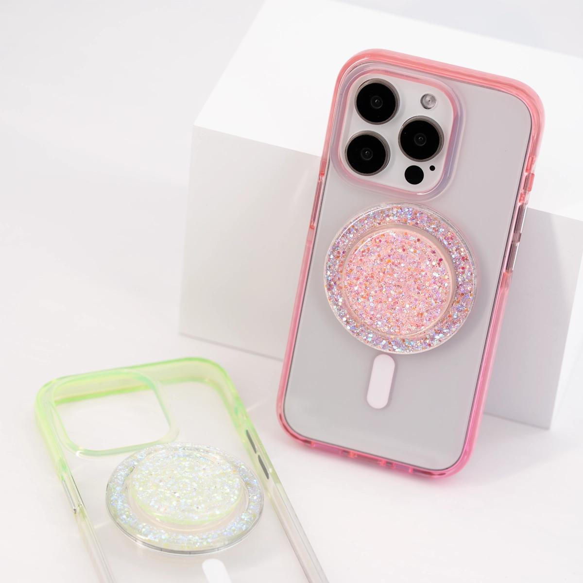 GlitzEdge | Pink MagSafe Phone Case Grip Set