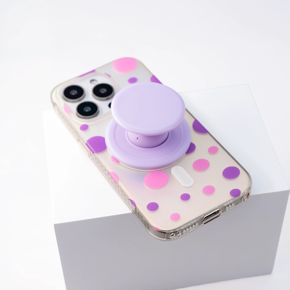 Opalescent Polka Dot | Rainbow MagSafe Phone Case With Grip