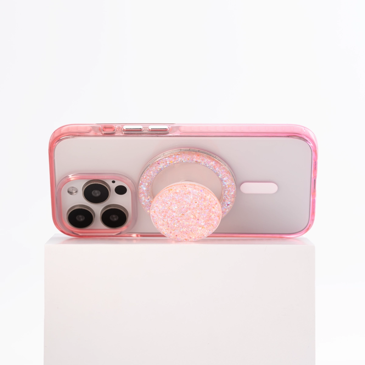 GlitzEdge | Pink MagSafe Phone Case Grip Set