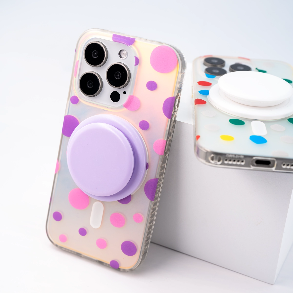 Opalescent Polka Dot | Rainbow MagSafe Phone Case With Grip