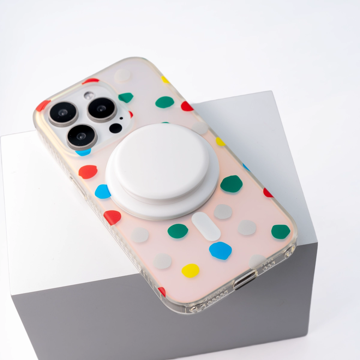 Opalescent Polka Dot | Rainbow MagSafe Phone Case With Grip