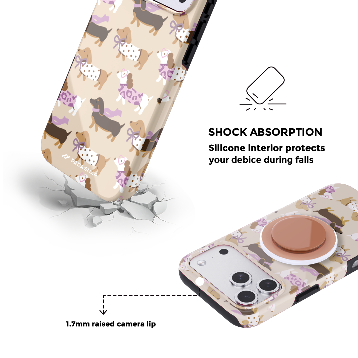 EverTail Love Dachshund MagSafe Phone Case Grip Set