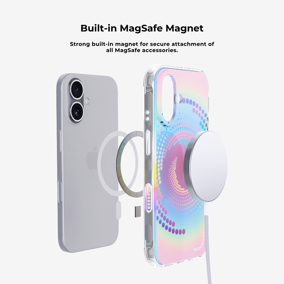 Rainbow Wave Heart MagSafe Phone Case Grip Set