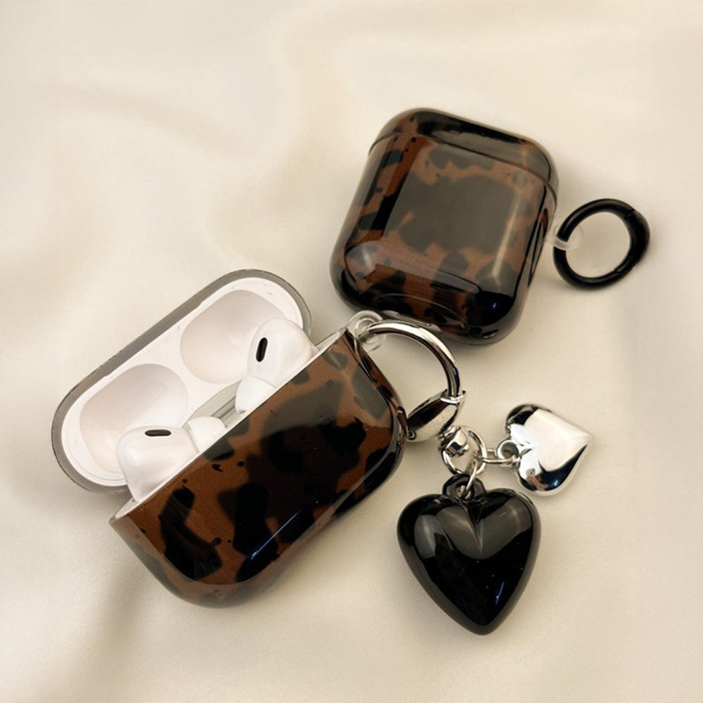Resin Amber Heart Airpods Case