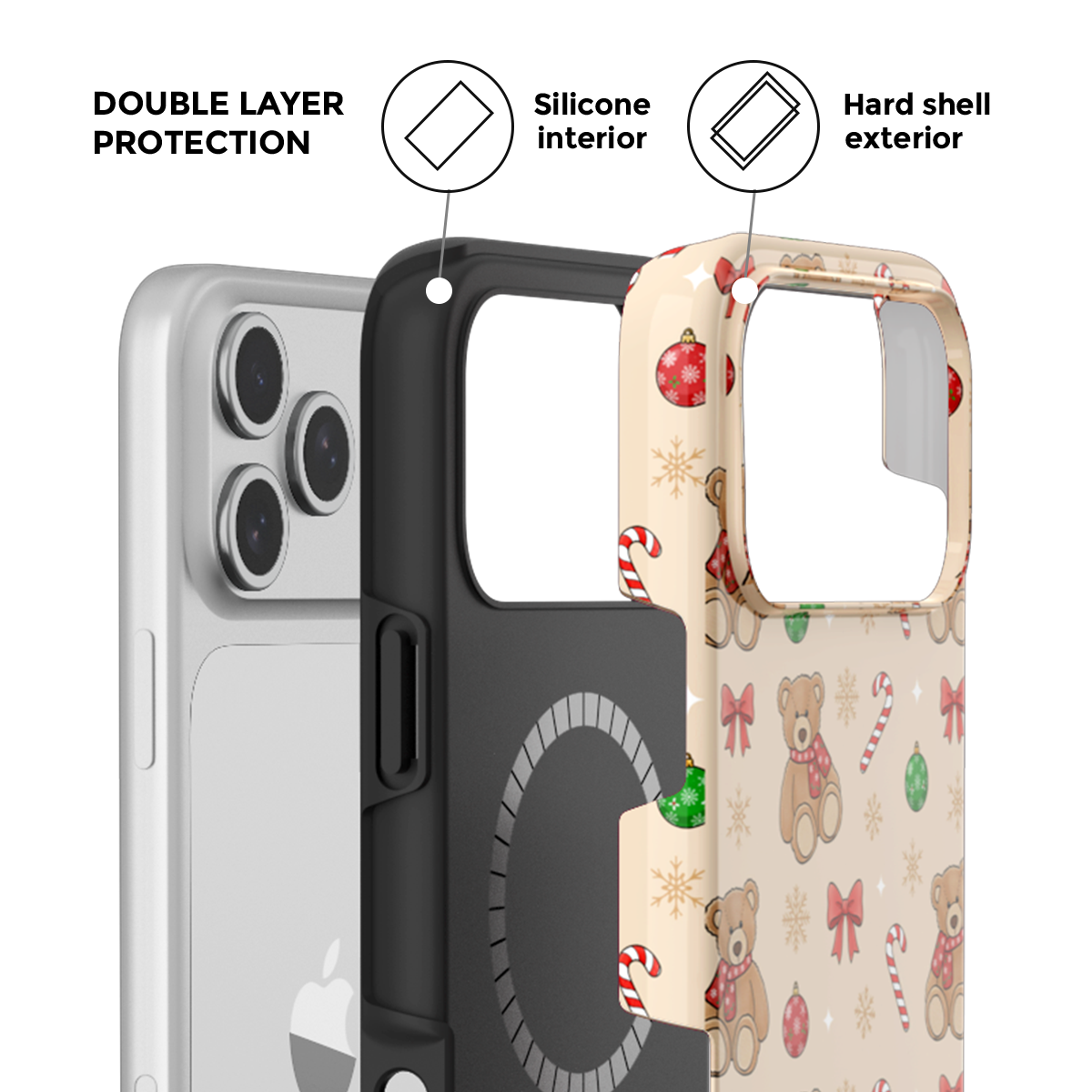 Teddy Christmas | MagSafe Phone Case Grip Set