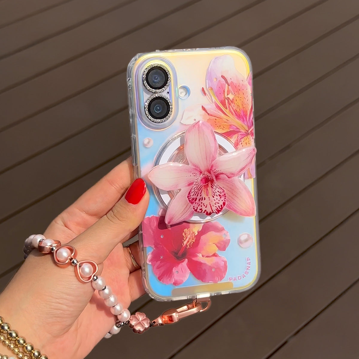 GlamFlora | Pink MagSafe Phone Case Grip Set