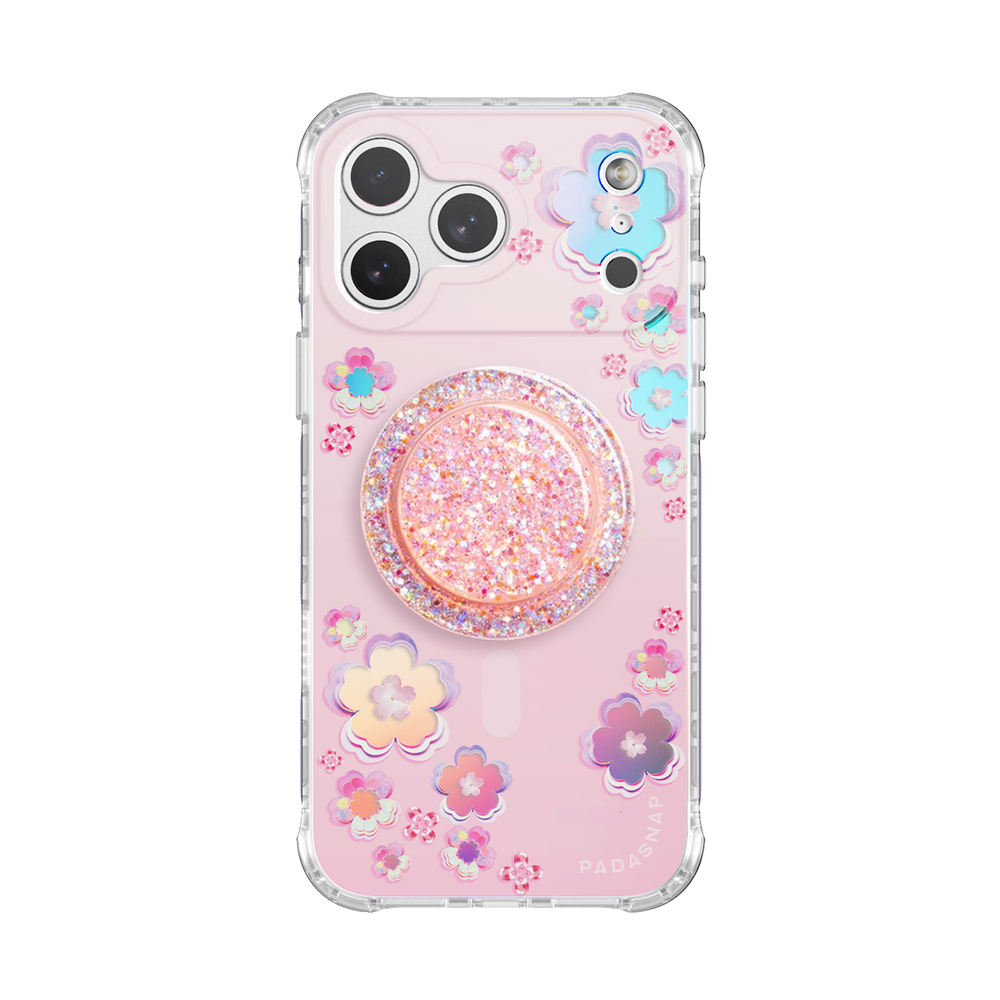 Iridescent Holo-Sakura MagSafe Phone Case Grip Set