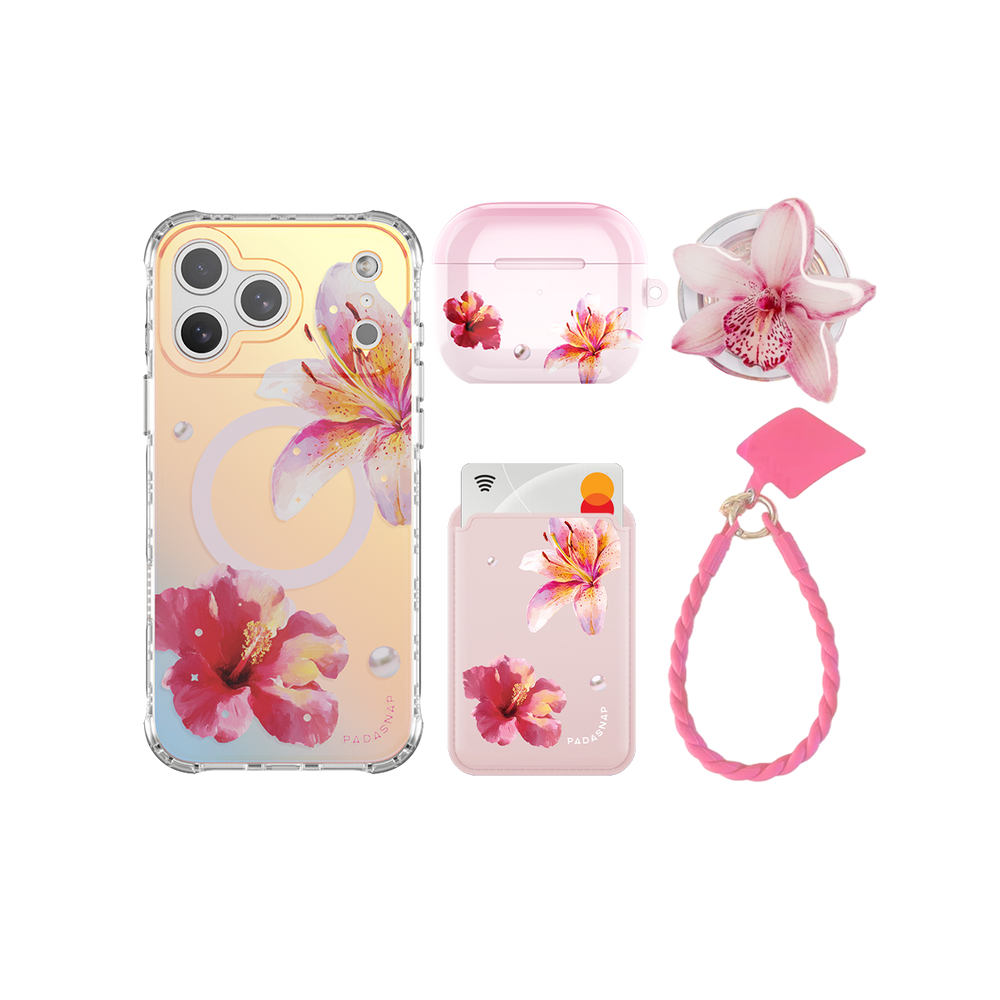 GlamFlora Pink iPhone Bundle Set