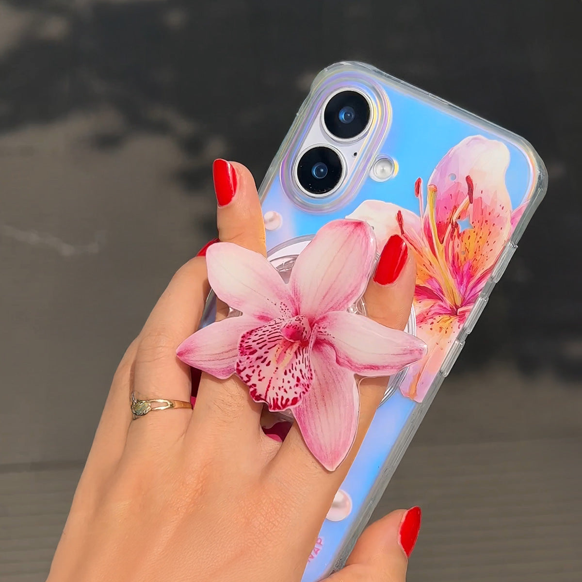 GlamFlora | Pink MagSafe Phone Case Grip Set