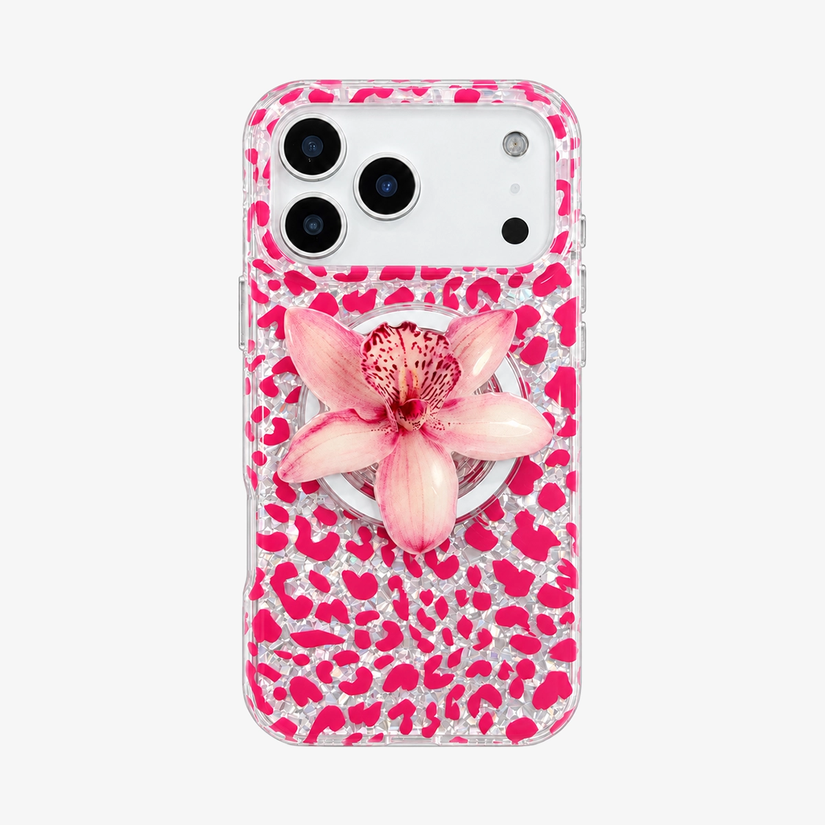 Glitter Leopard MagSafe Phone Case Grip Set-Brown