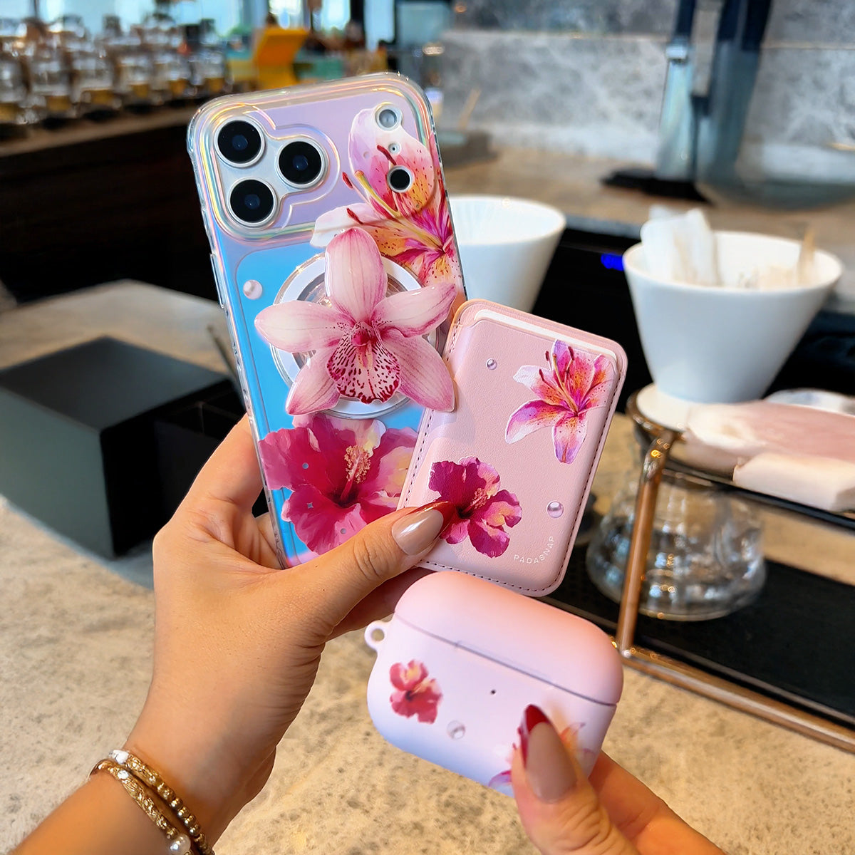GlamFlora Pink iPhone Bundle Set