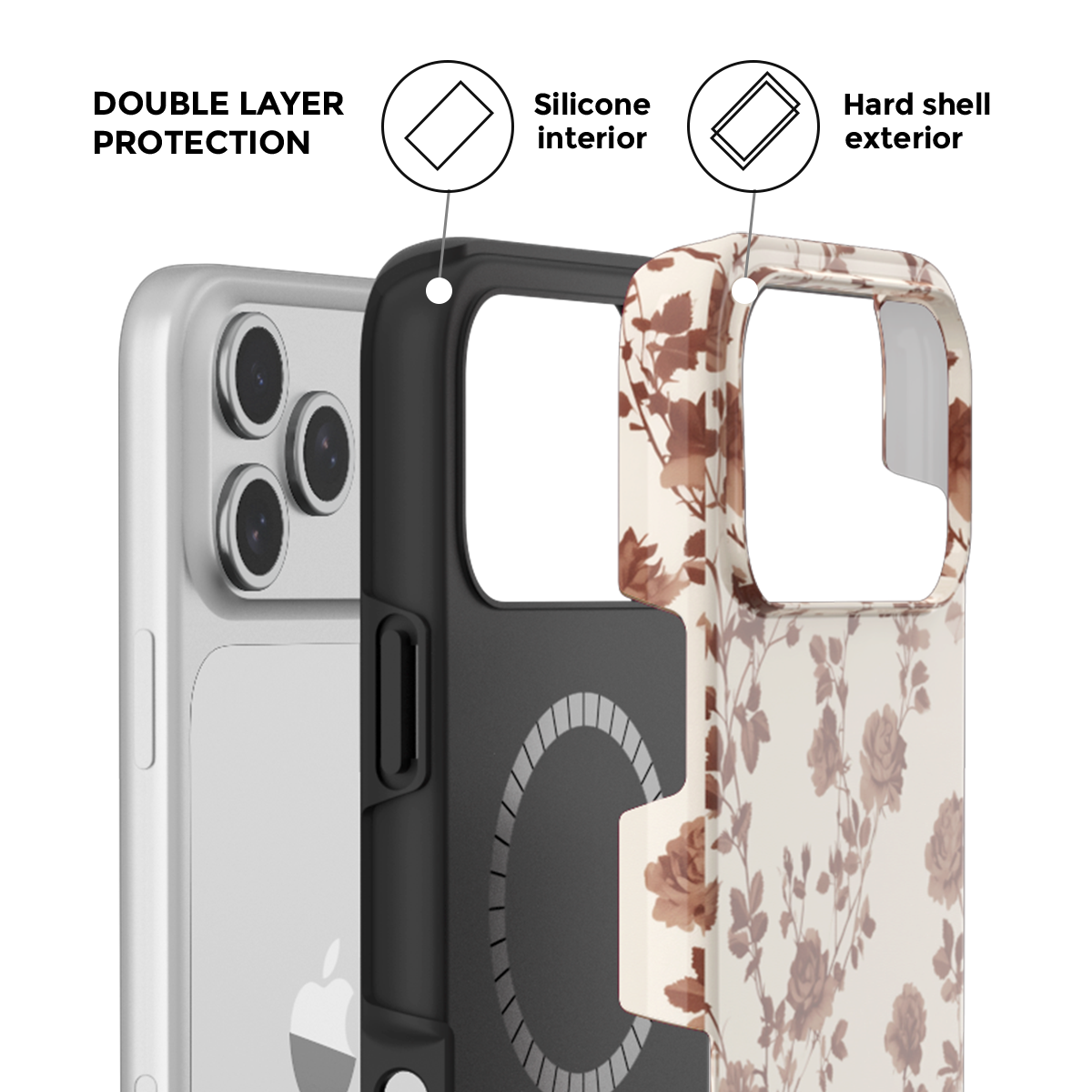 Rose Latte MagSafe Phone Case Grip Set