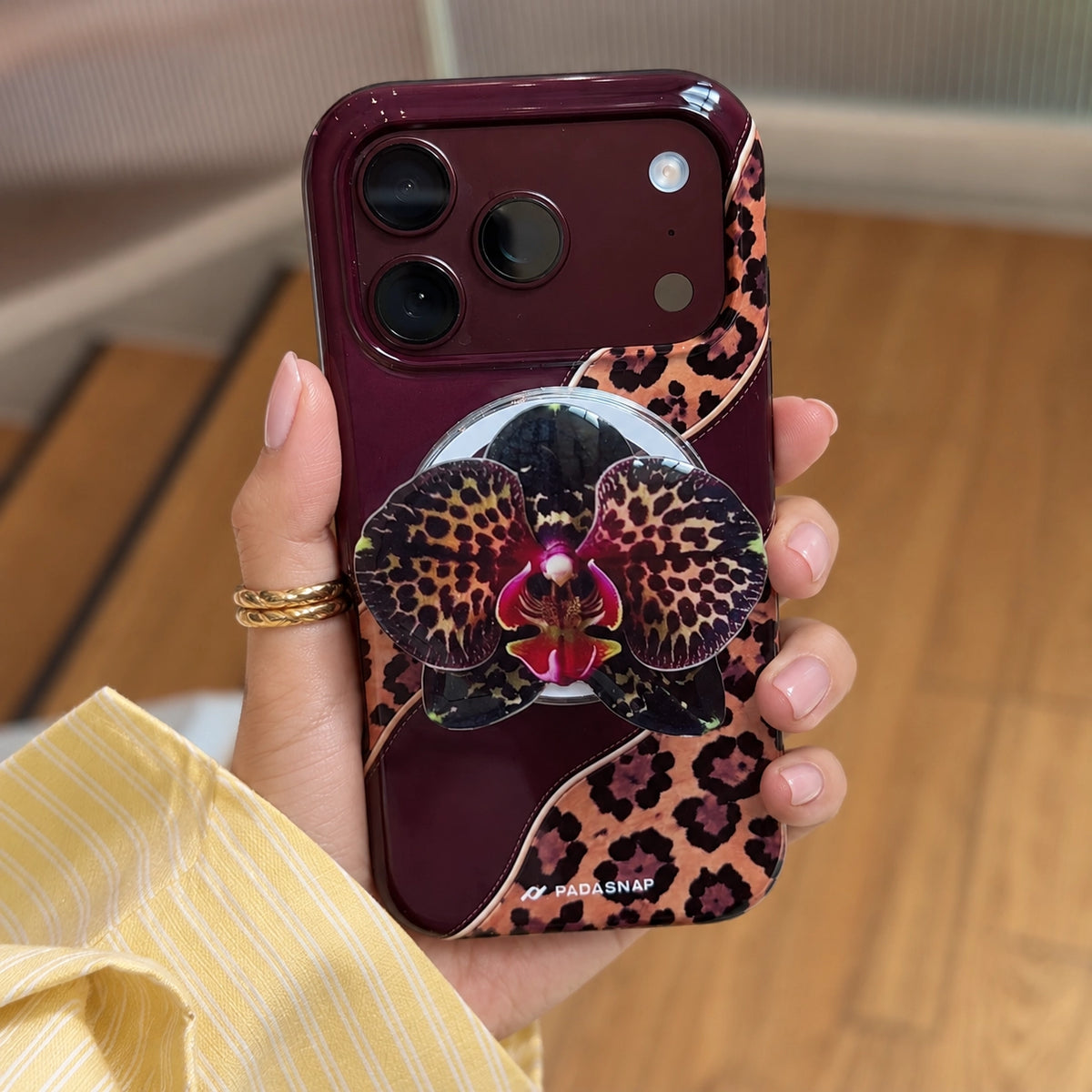 Wild Burgundy Leopard MagSafe Phone Case Grip Set