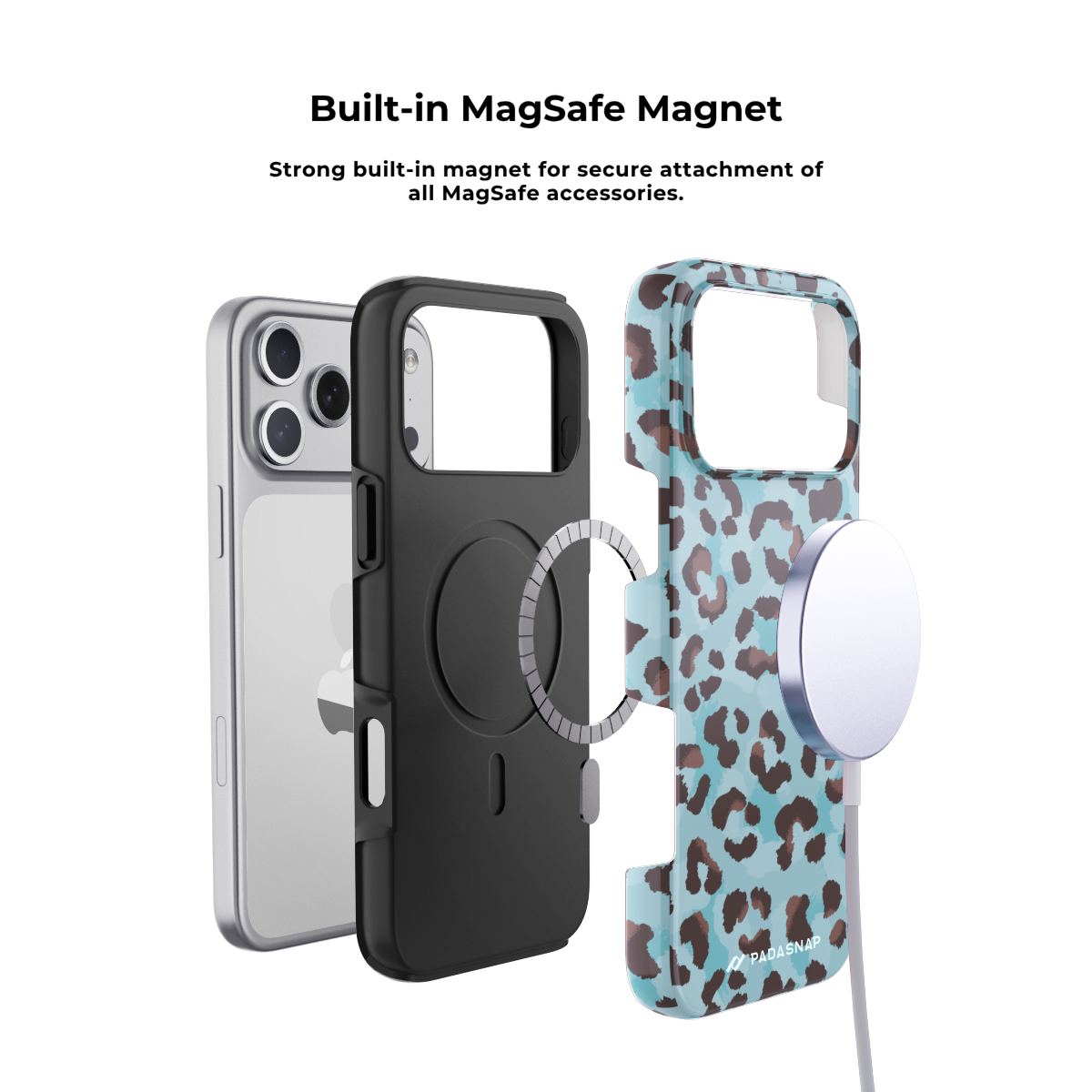 Blue Leopard MagSafe Phone Case Grip Set