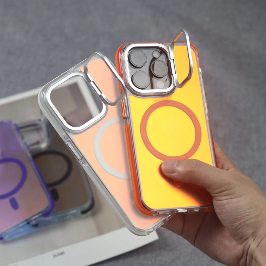 Laser Gradient MagSafe Phone Case With Lens Protection Bracket