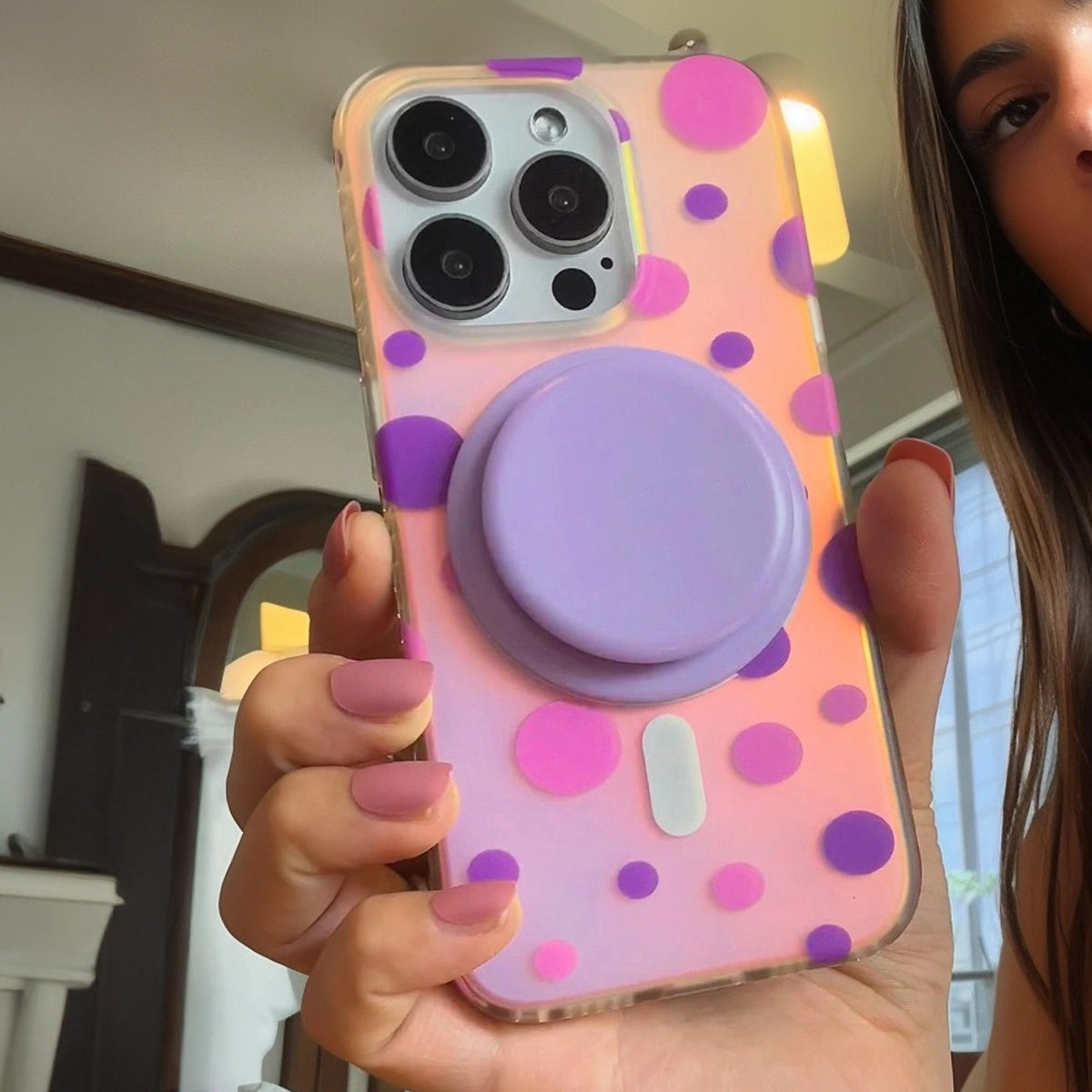 Opalescent Polka Dot | Rainbow MagSafe Phone Case With Grip