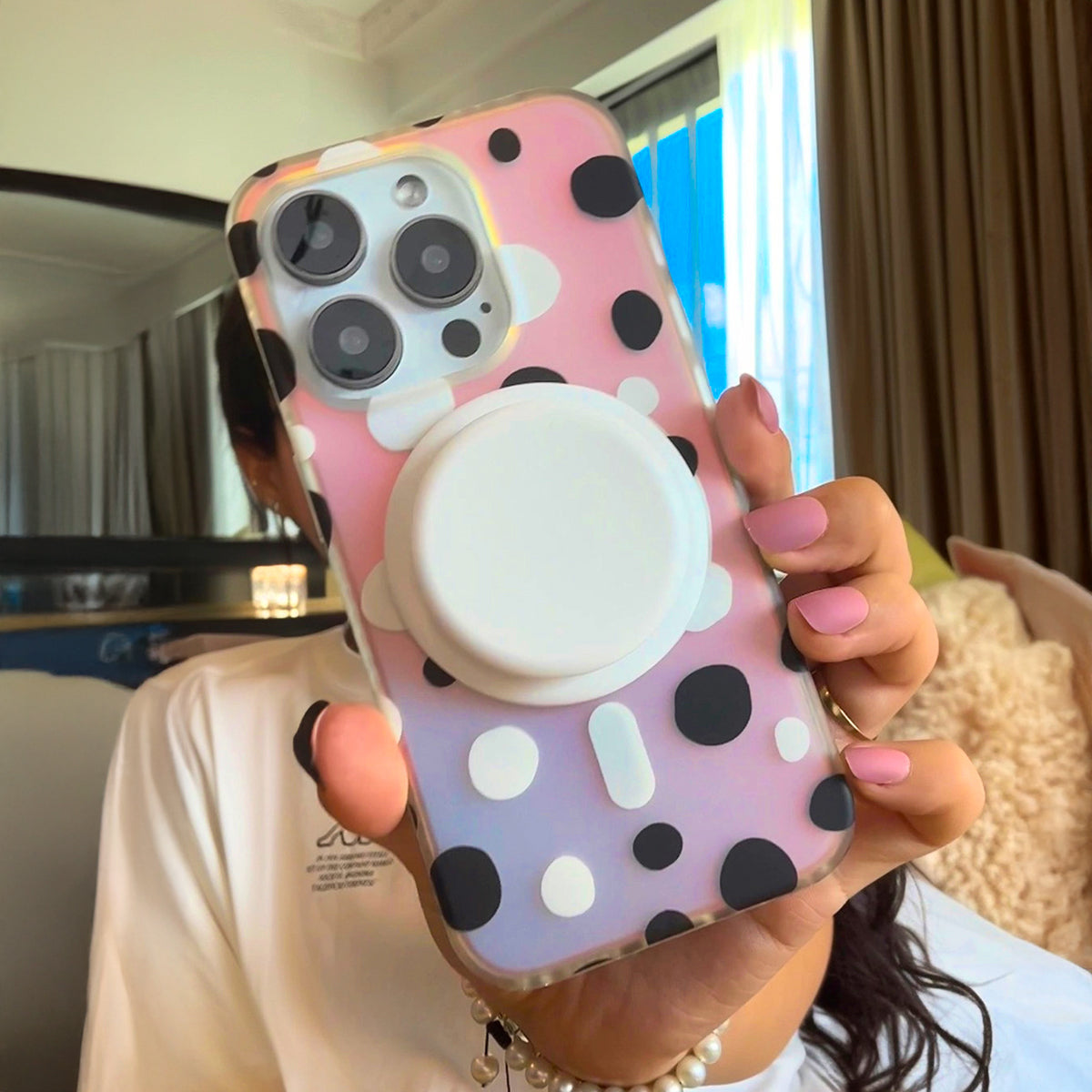 Opalescent Polka Dot | Rainbow MagSafe Phone Case With Grip