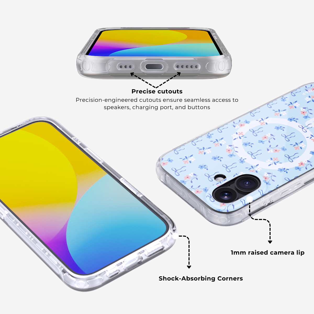 Cottage Bloom|Pink MagSafe Phone Case Grip Set