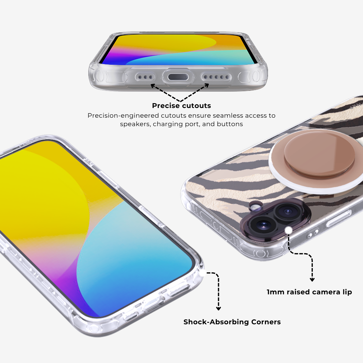 Golden Roar | Pink MagSafe Phone Case Grip Set