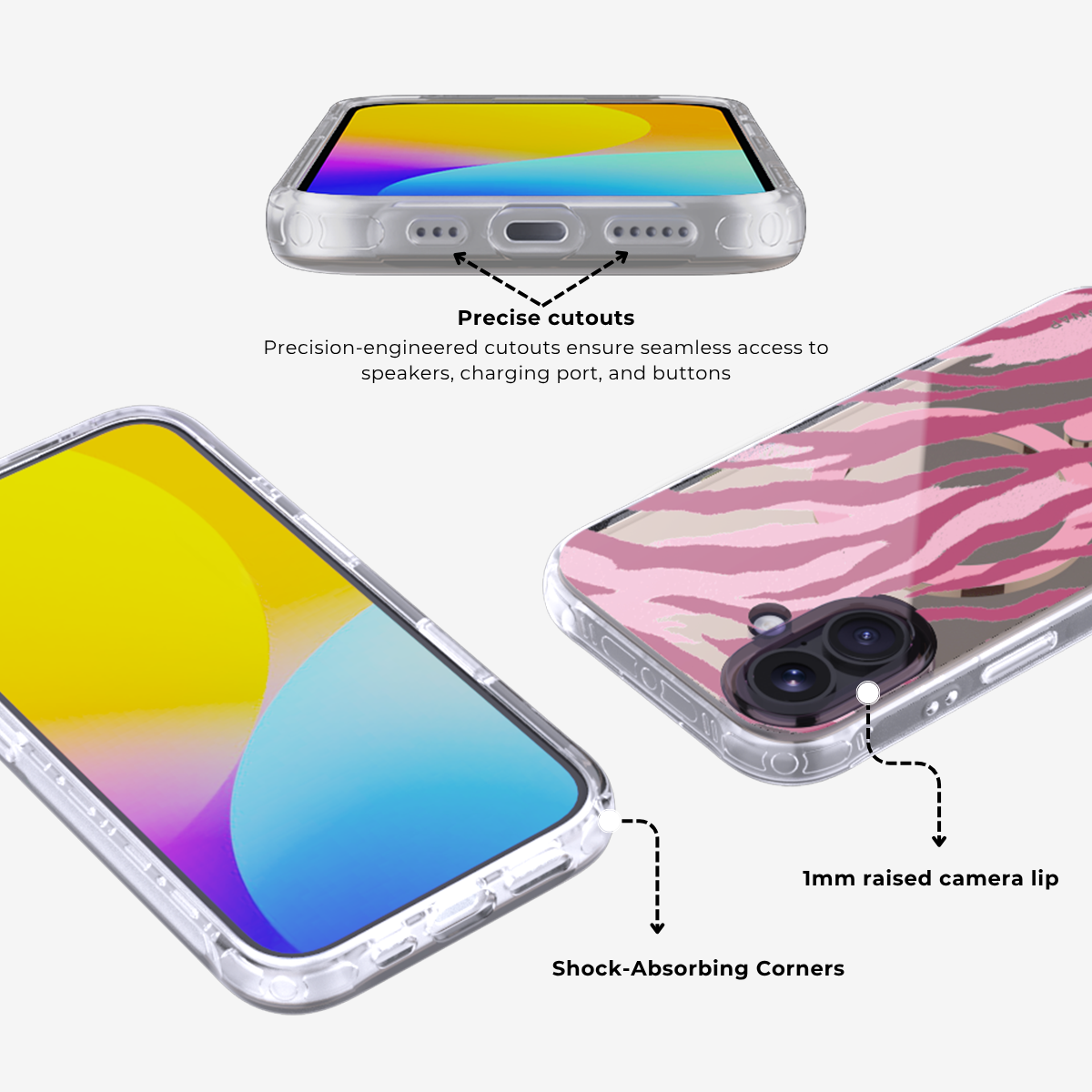 Golden Roar | Pink MagSafe Phone Case Grip Set