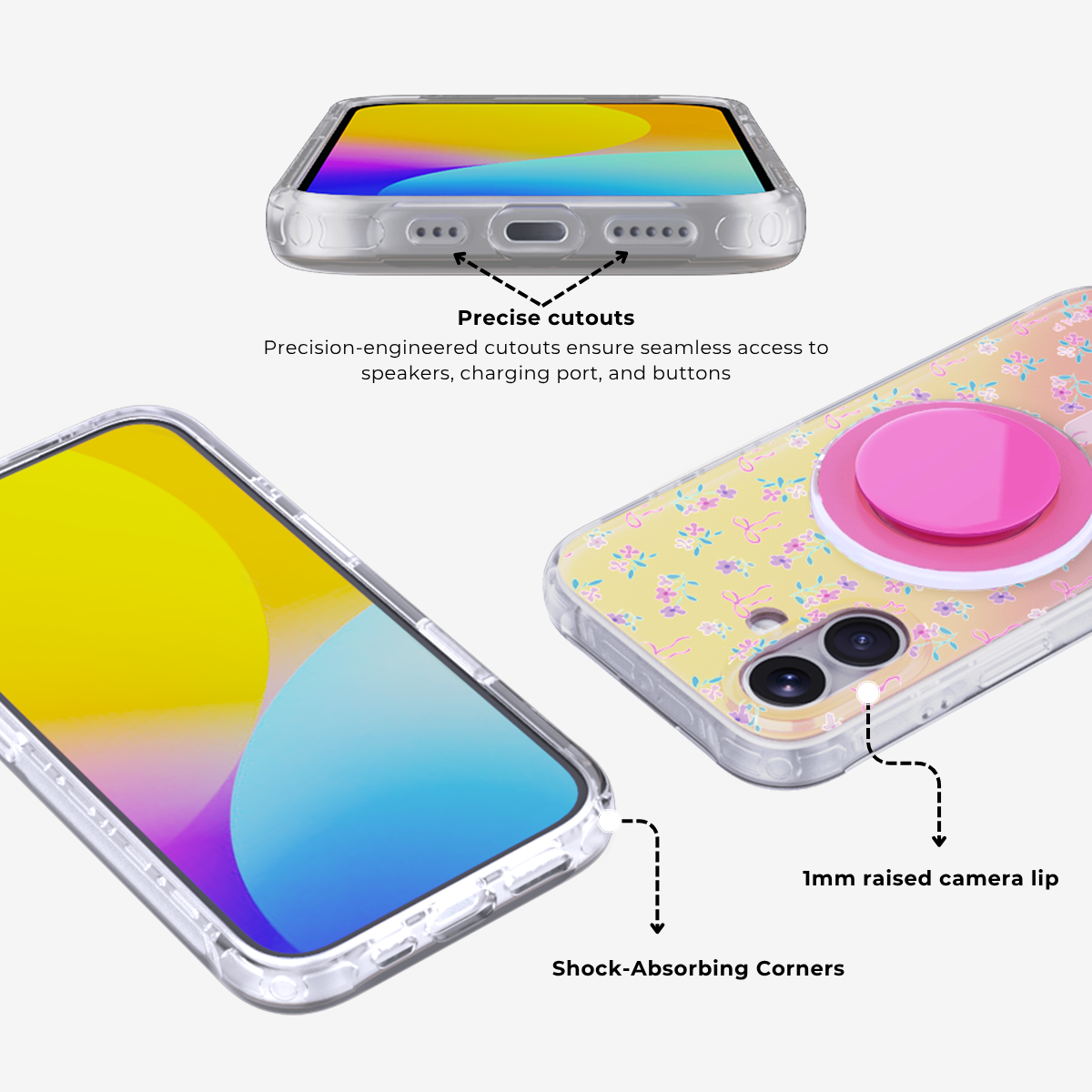 Cottage Bloom|Pink MagSafe Phone Case Grip Set