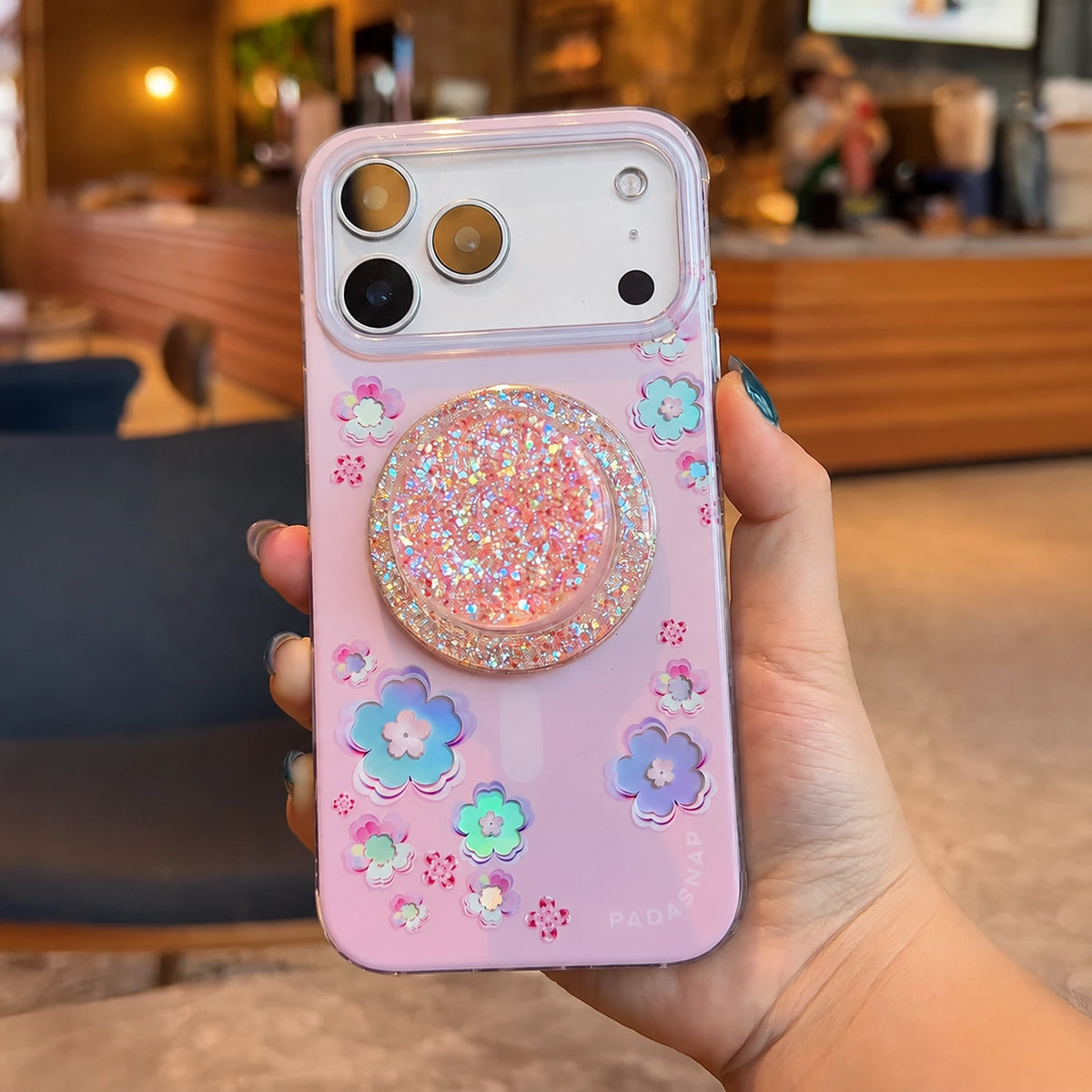 Iridescent Holo-Sakura MagSafe Phone Case Grip Set