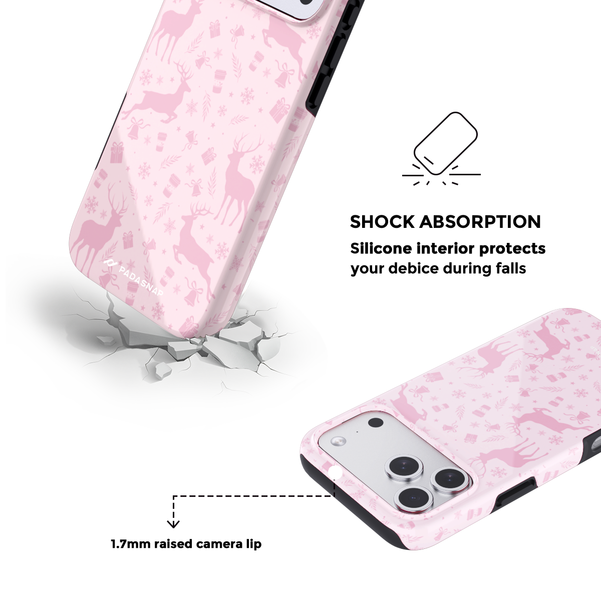 Deerland Christmas | Pink MagSafe Phone Case Grip Set