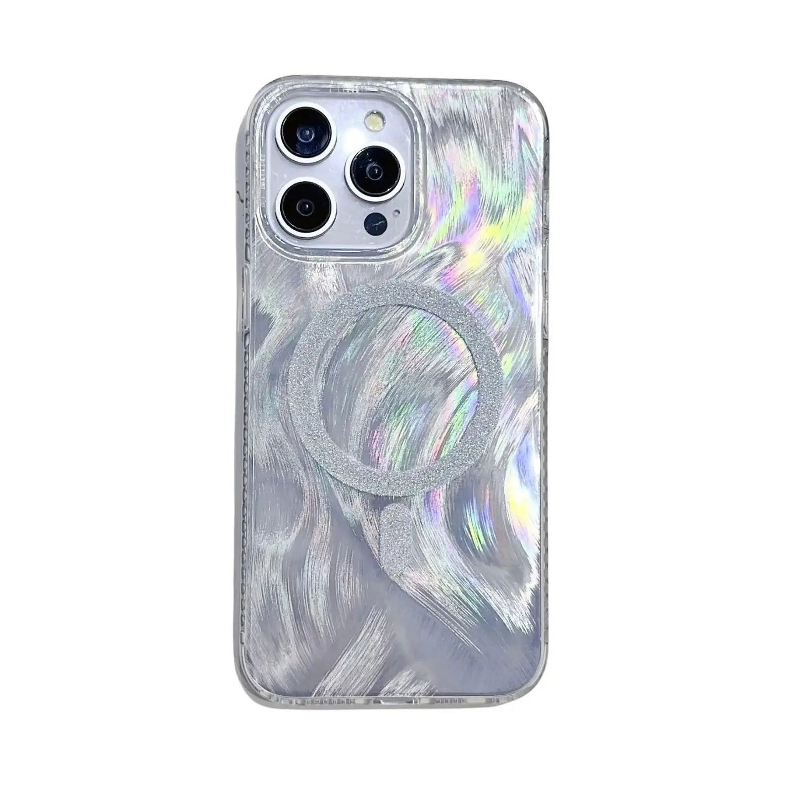 Iridescent Silver Glitter|MagSafe Phone Case - PadaSnap