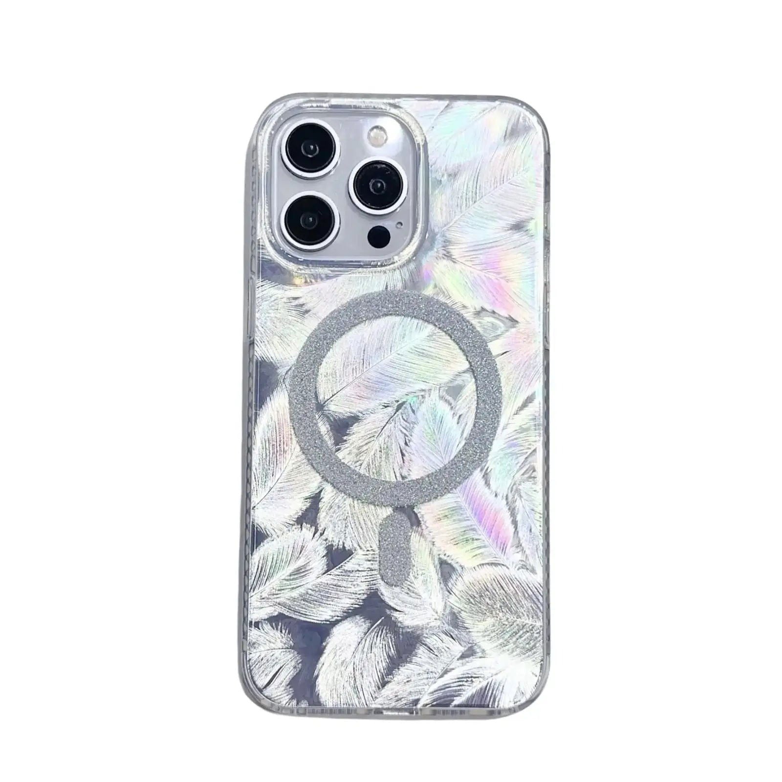 Iridescent Silver Glitter|MagSafe Phone Case - PadaSnap