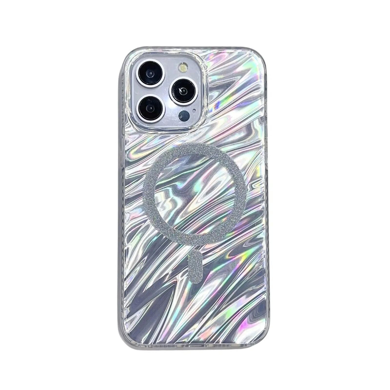 Iridescent Silver Glitter|MagSafe Phone Case - PadaSnap
