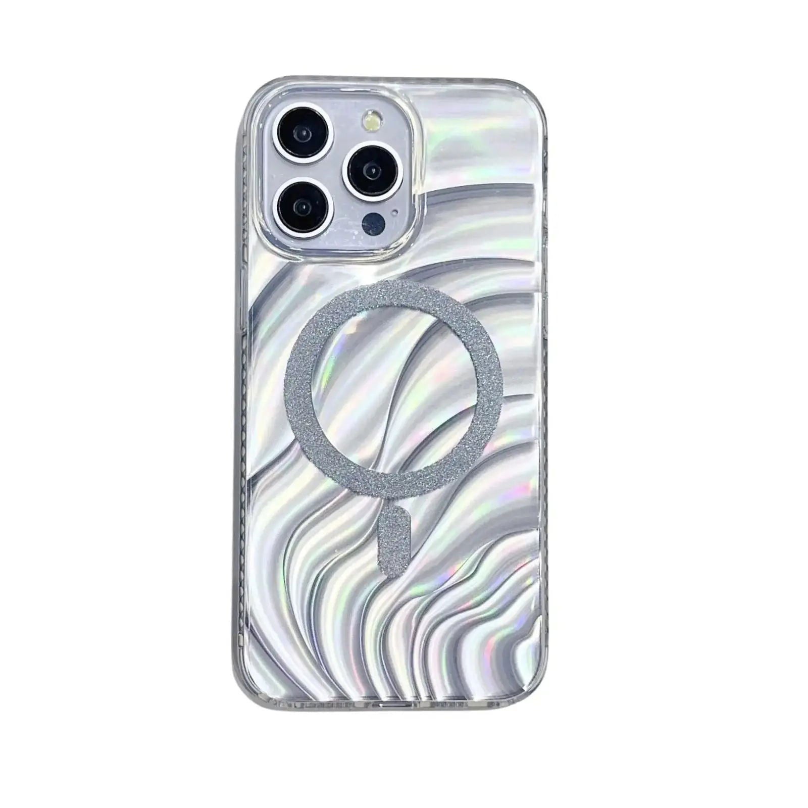 Iridescent Silver Glitter|MagSafe Phone Case - PadaSnap