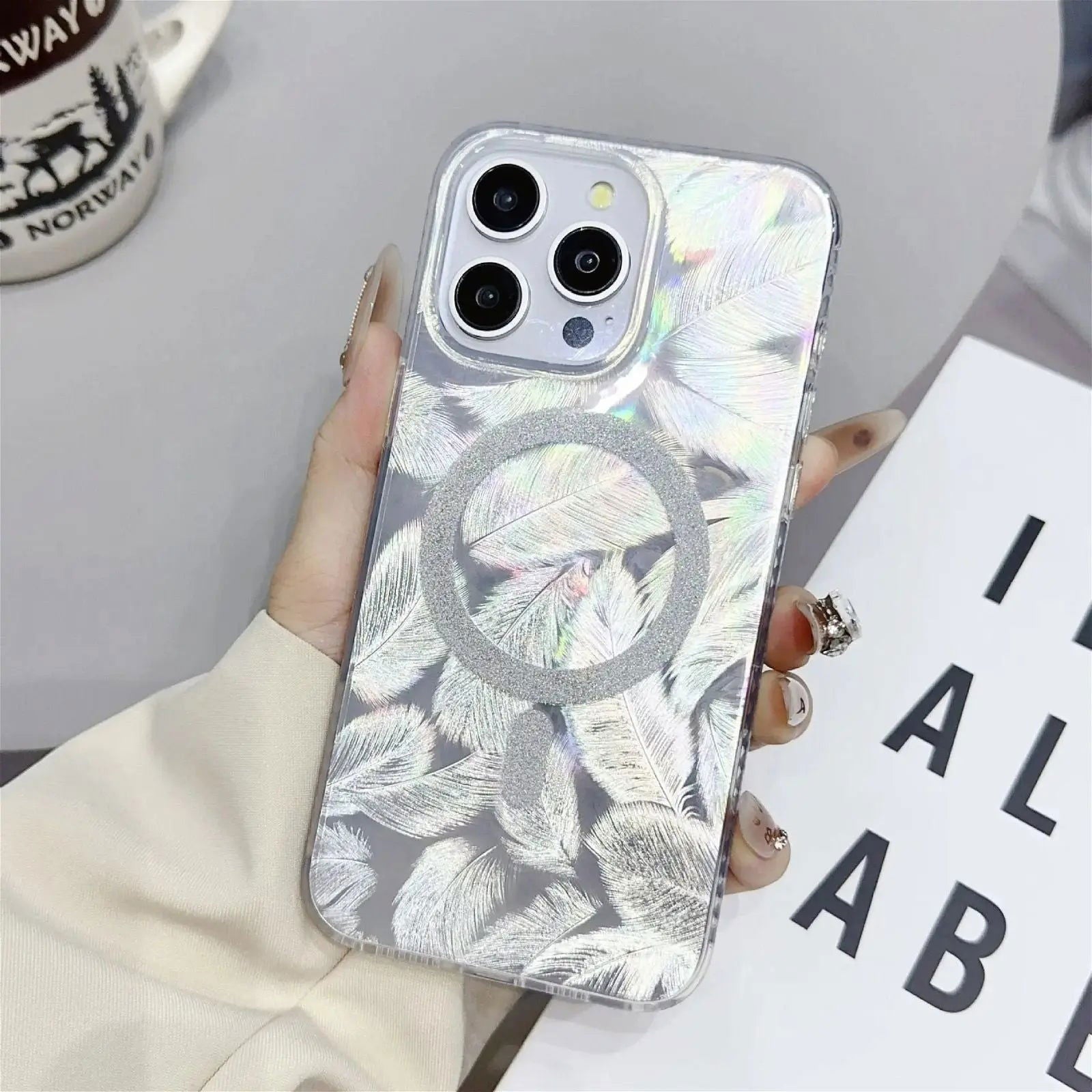 Iridescent Silver Glitter|MagSafe Phone Case - PadaSnap