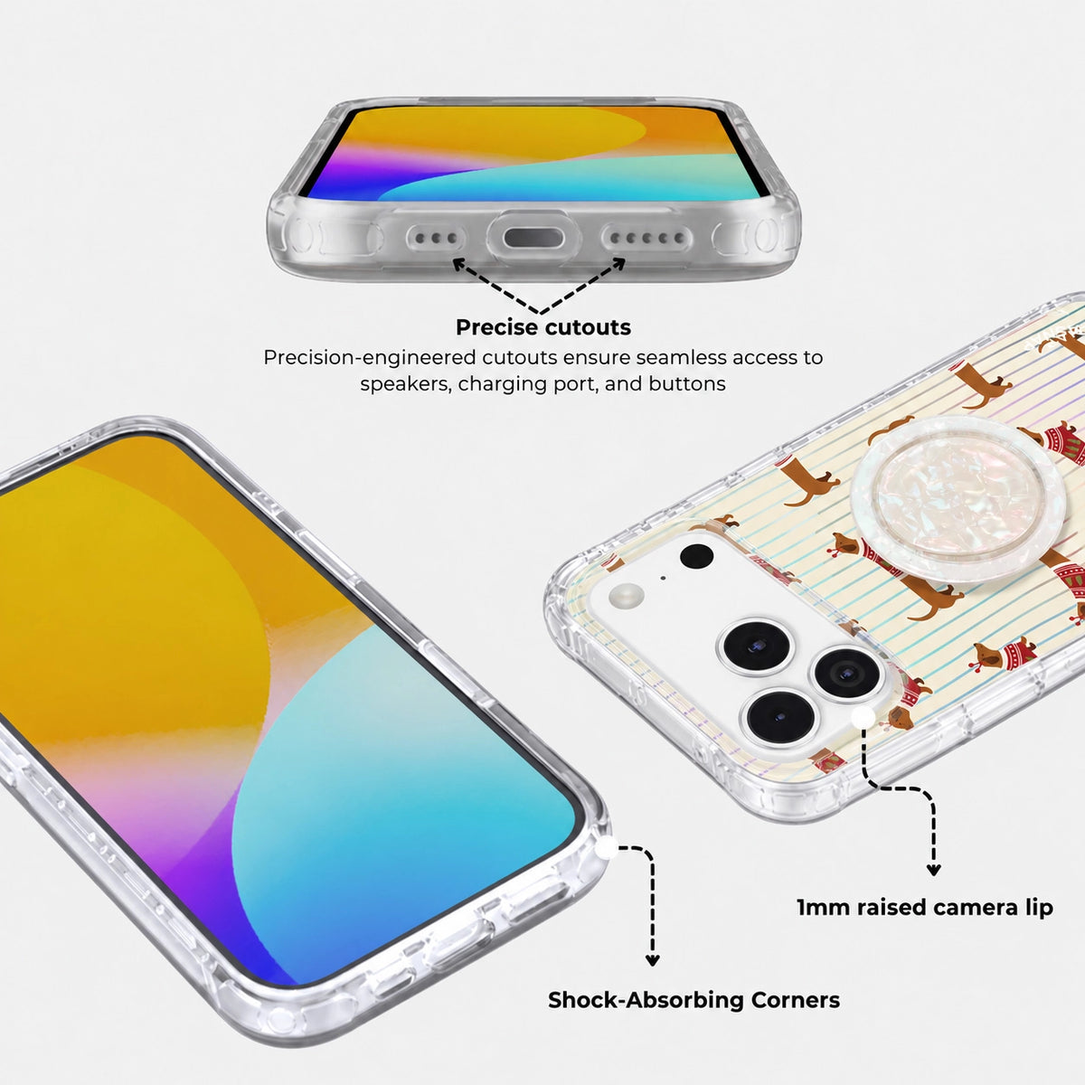 Christmas Dachshund MagSafe Phone Case Grip Set