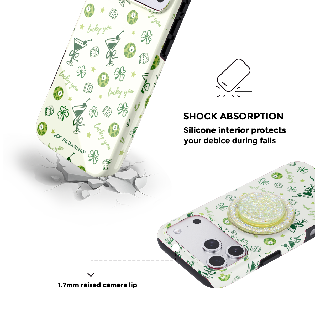 Lucky you Green MagSafe Phone Case Grip Set