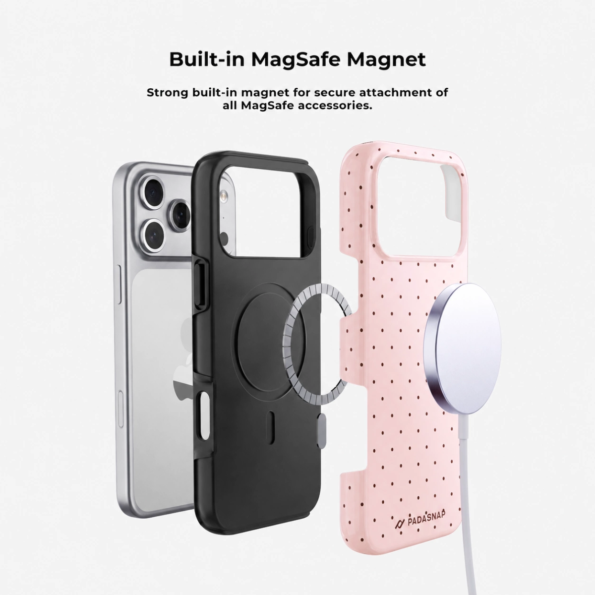 Blush Polka MagSafe Phone Case Grip Set