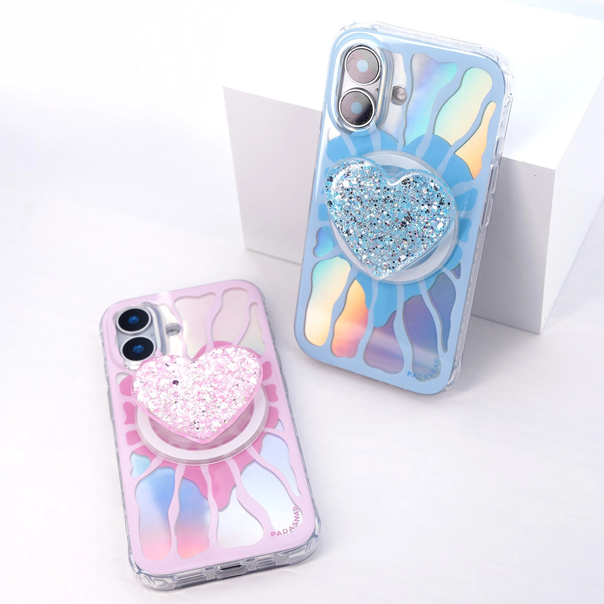 Radiant Hearts | Blue MagSafe Phone Case Grip Set