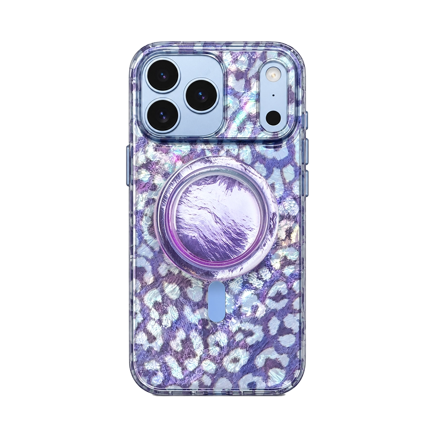 Wild Lilac Leopard MagSafe Phone Case Grip Set