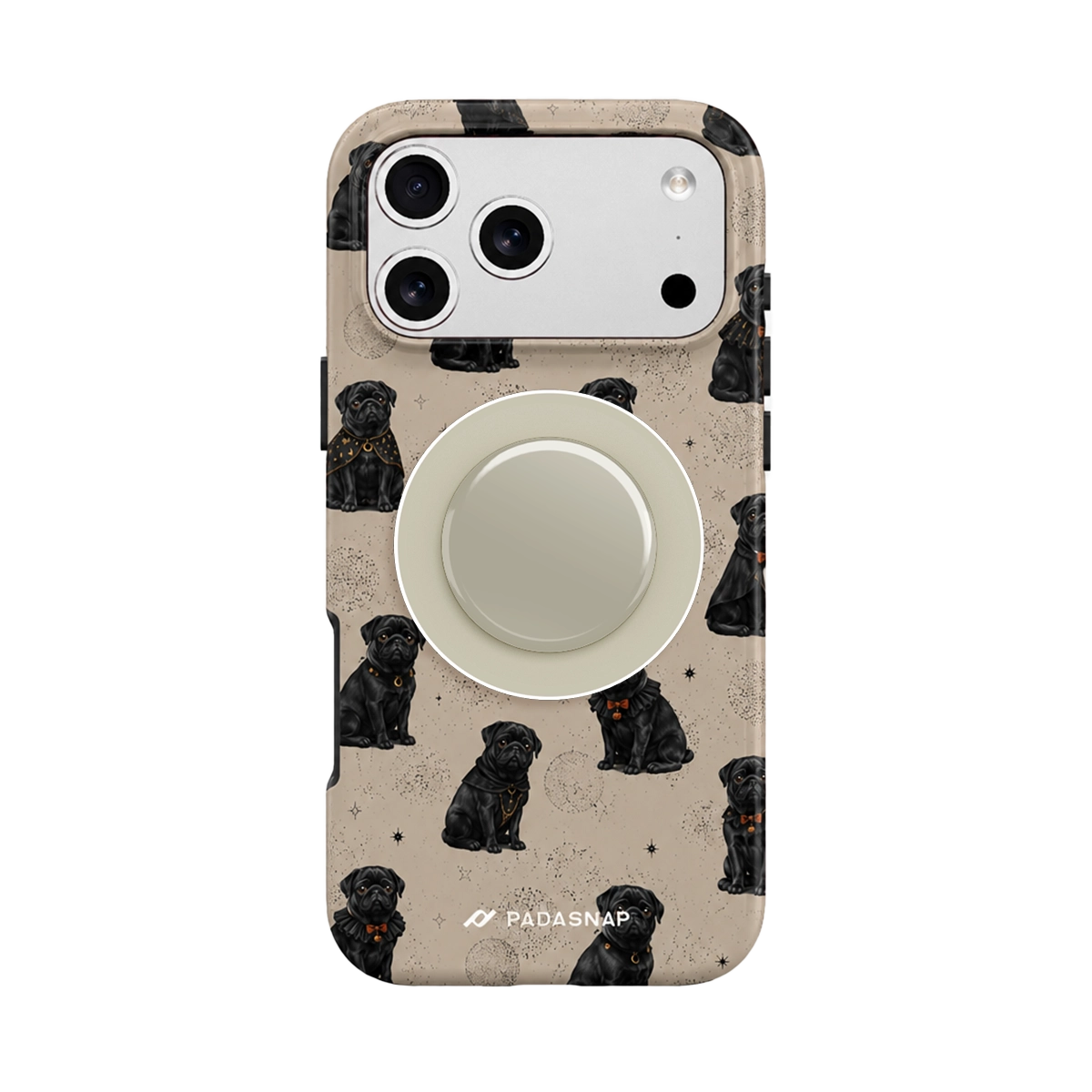 Midnight Pug MagSafe Phone Case Grip Set