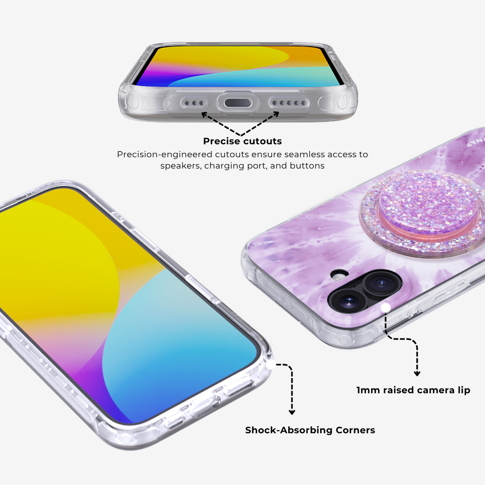 Tie-Dye Spark | Purple MagSafe Phone Case Grip Set