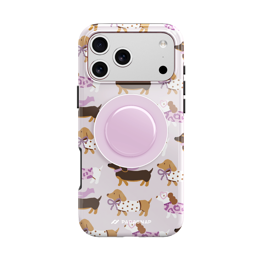 EverTail Love Dachshund Purple MagSafe Phone Case Grip Set