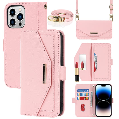 Multifunctional Wallet Phone Case Crossbody Strap Set with Mirror