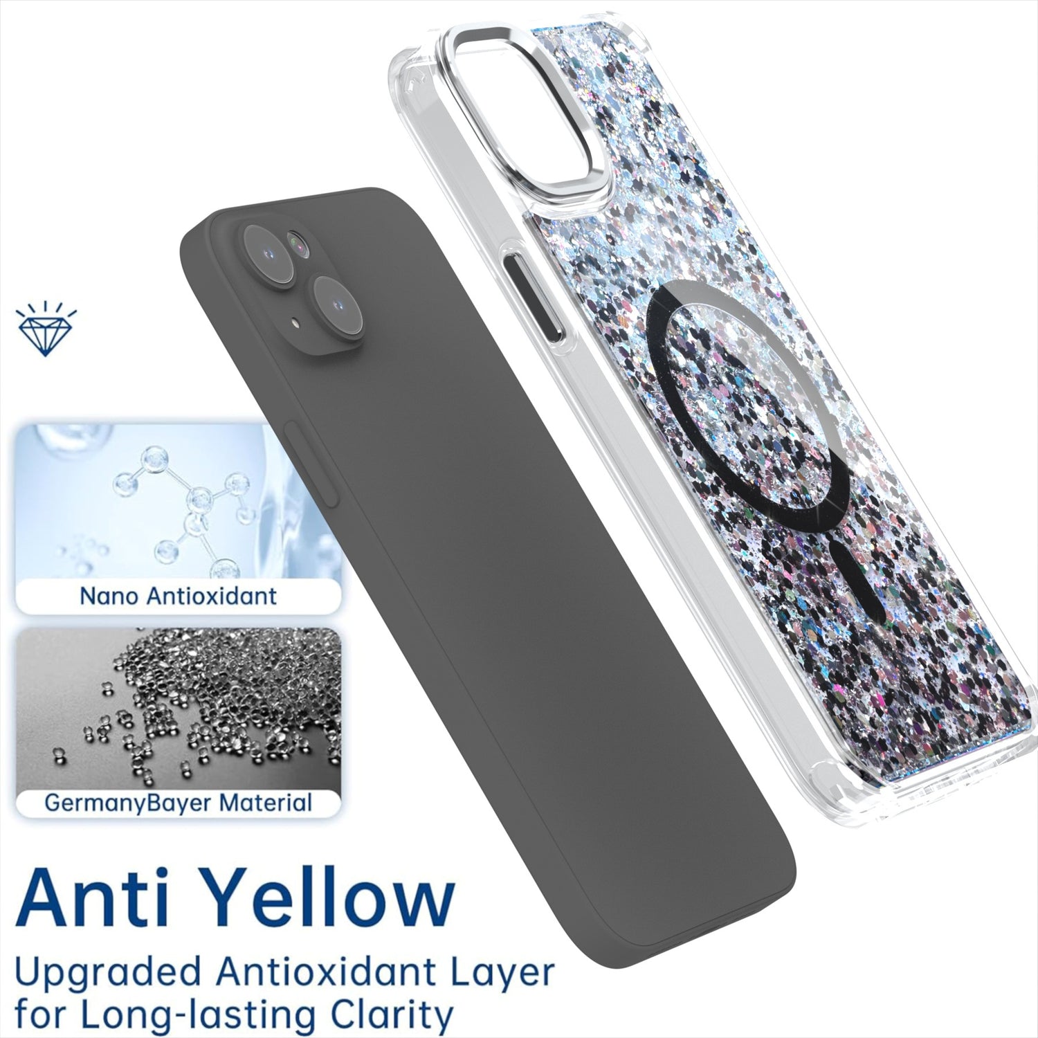 Glitter | MagSafe Phone Case Grip Strap With Removable Corners