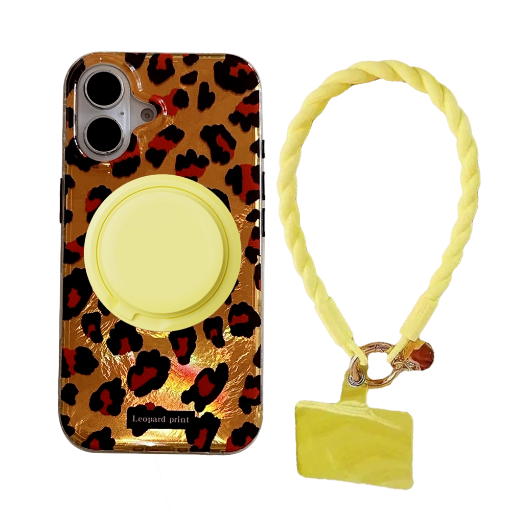 Leopard Print | Iridescent MagSafe Phone Case Grip Strap