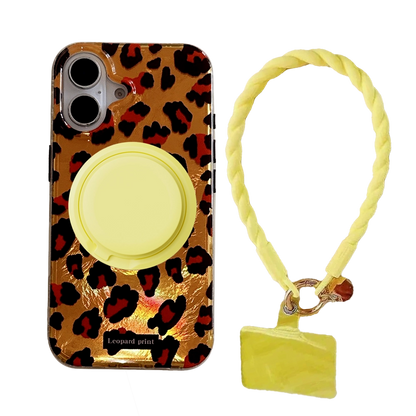 Leopard Print | Iridescent MagSafe Phone Case Grip Strap